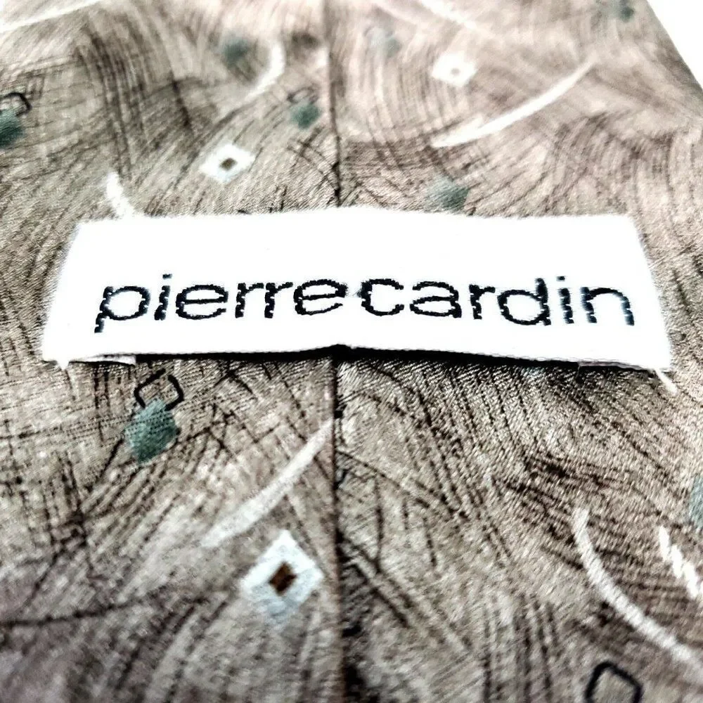Pierre Cardin Silk‎ Tie Beige Abstract Wide